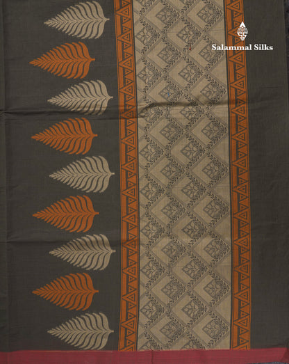 Dark Olive Green Beautiful Fancy Pure Cotton Saree With Small Maroon Border