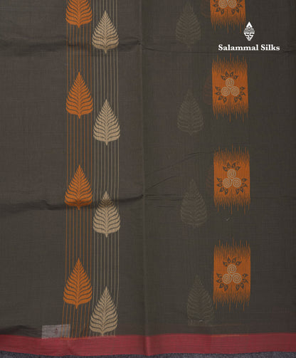 Dark Olive Green Beautiful Fancy Pure Cotton Saree With Small Maroon Border