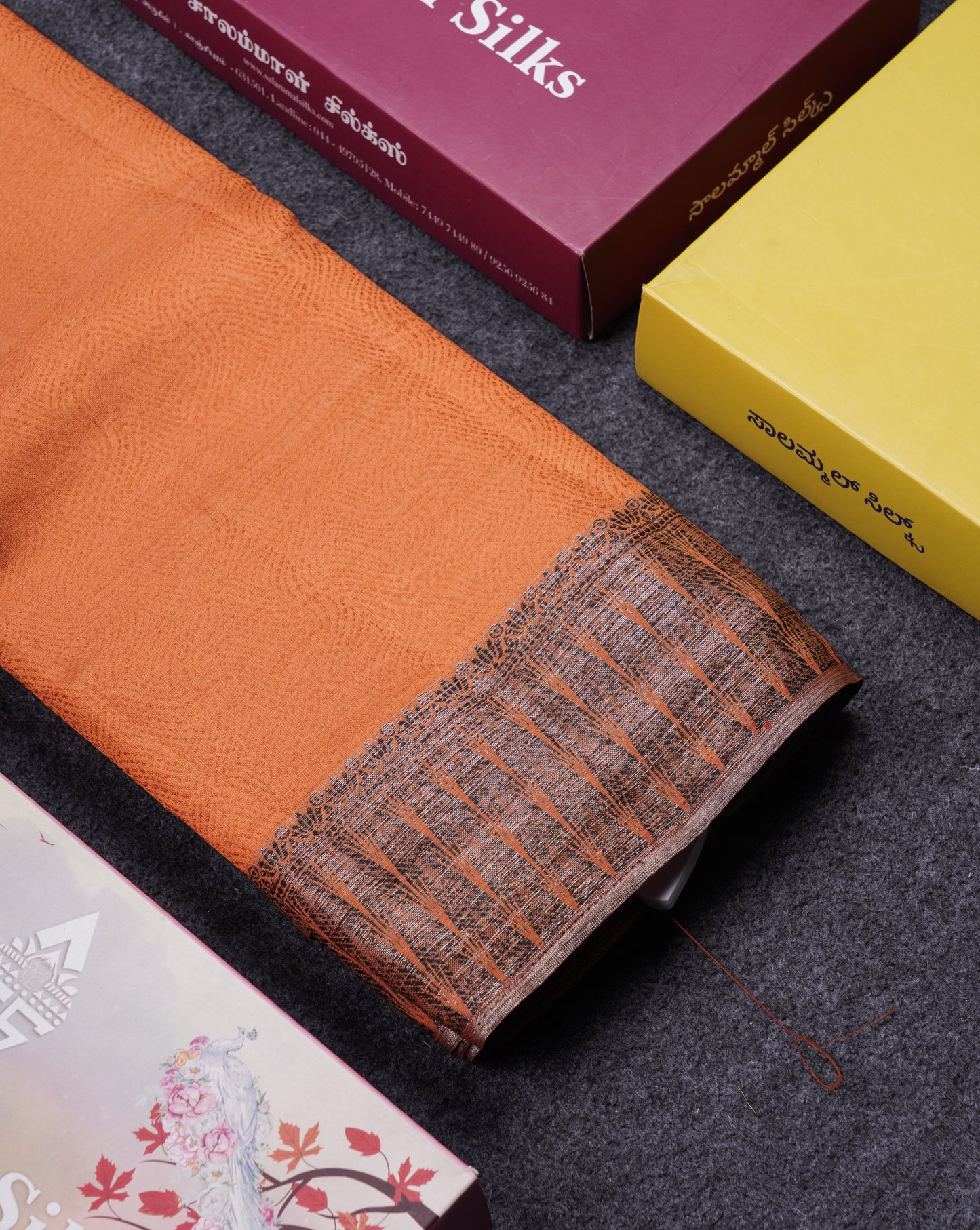 Beautiful Dark Brown Semi Raw Silk Saree With Fancy Border