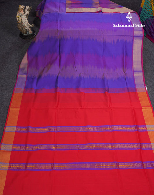 Beautiful Multicolour Colour Semi Silk Cotton Saree With Gold Zari Tissue Border