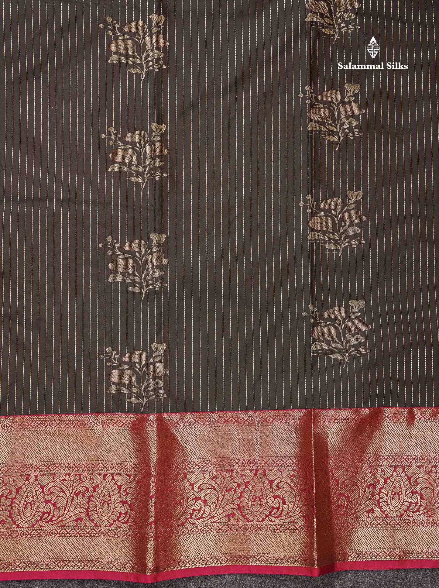 Beautiful Snuff Brown Zari Line With Butta Semi Silk Saree With Contrast  Maroon Traditional Evening Morning Border