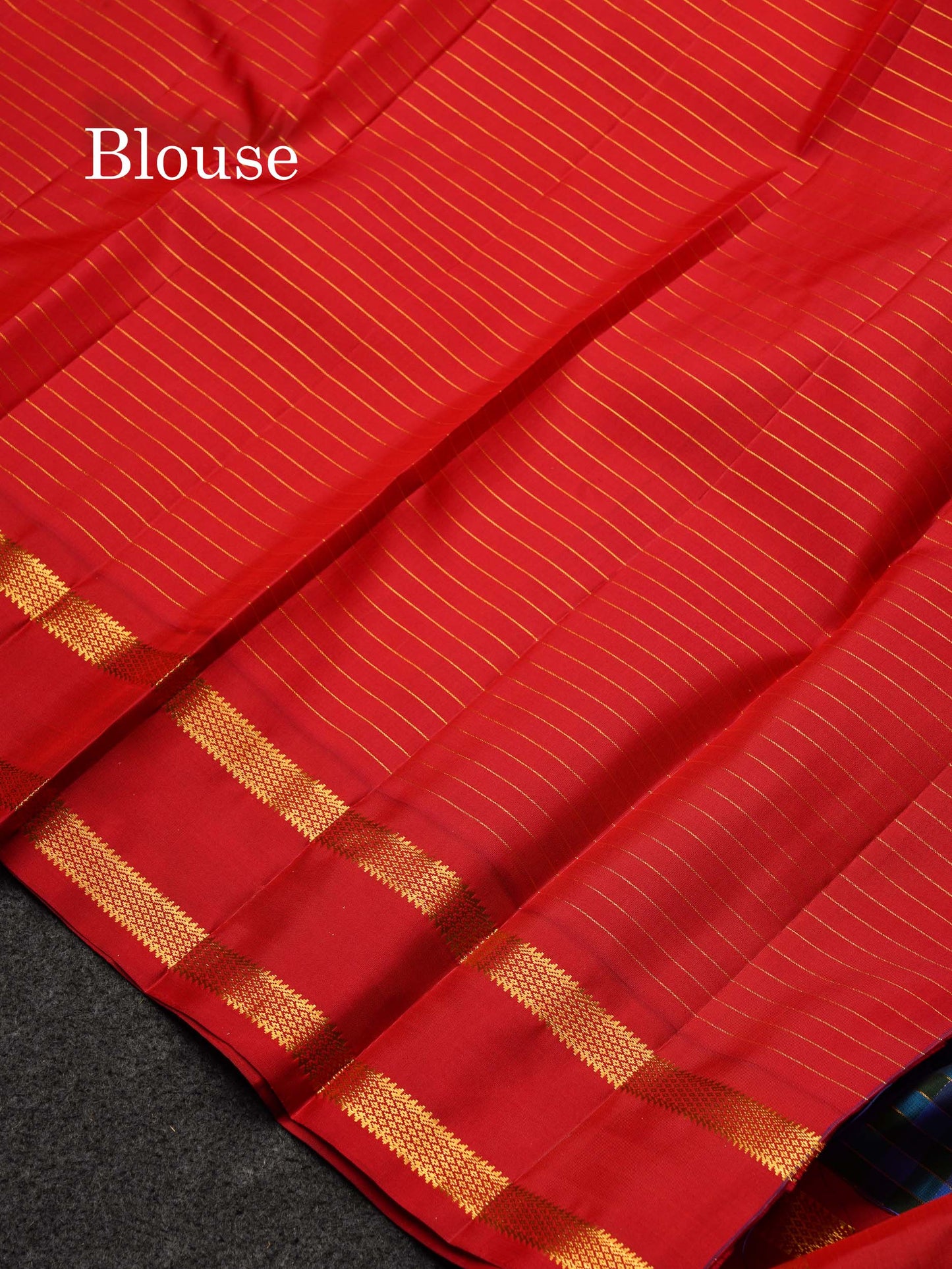 Korvai Beautiful Multicolour Small Checks Pure Kanjivaram Silk Saree With Contrast Chilly Red Rettapet Traditional Border