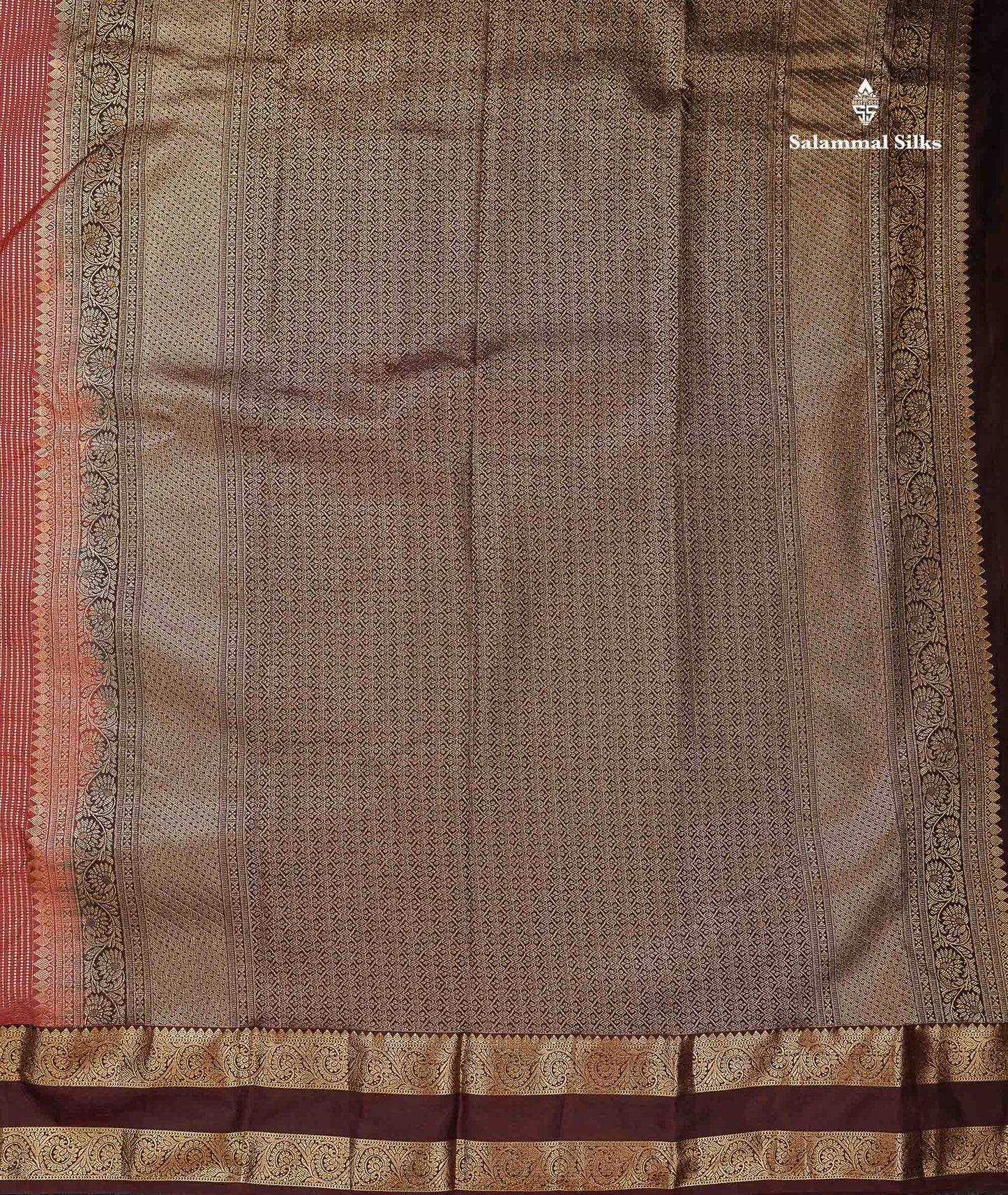 Beautiful Chocolate Zari Lines Semi Silk Saree With Contrast Dark Brown Traditional Gap Border