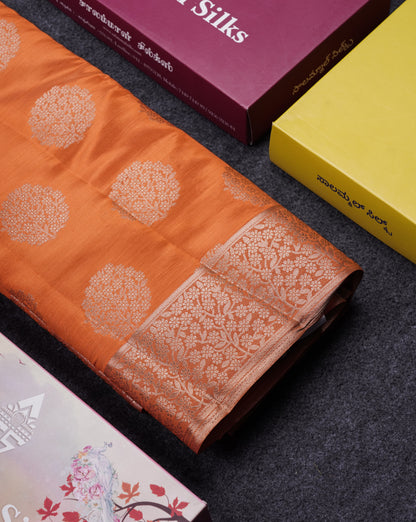 Beautiful Beige Semi Raw Silk Saree With Fancy Border