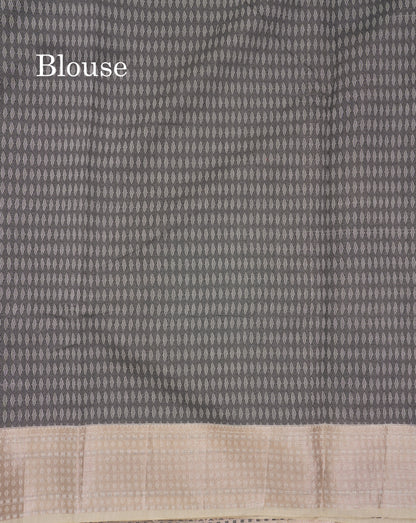 Fancy Cream Cotton Mix Saree With Contrast Black Designer Blouse