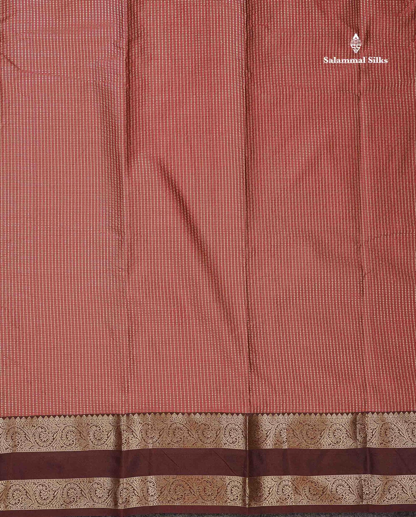 Beautiful Chocolate Zari Lines Semi Silk Saree With Contrast Dark Brown Traditional Gap Border