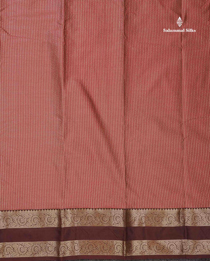 Beautiful Chocolate Zari Lines Semi Silk Saree With Contrast Dark Brown Traditional Gap Border