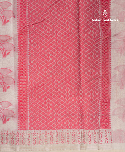 Fancy Cream Cotton Mix Saree With Contrast Black Designer Blouse