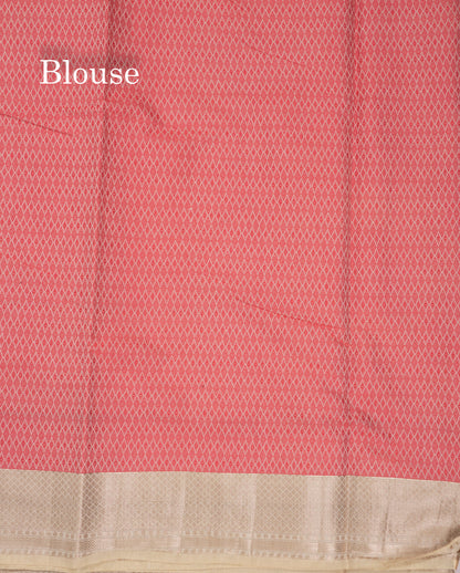 Fancy Cream Cotton Mix Saree With Contrast Black Designer Blouse