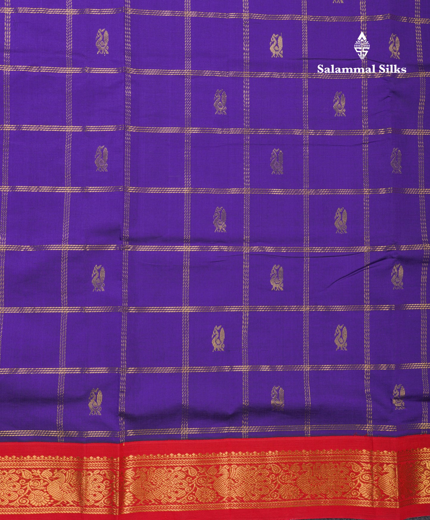 Magenta Pink  Beautiful Kattam Butta Semi Silk Cotton Saree With Violet Traditional Korvai Border