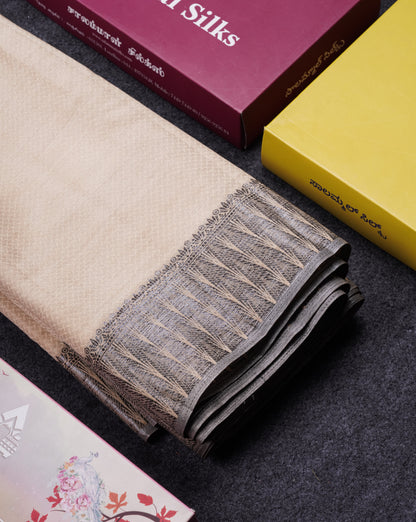 Beautiful Dark Brown Semi Raw Silk Saree With Fancy Border