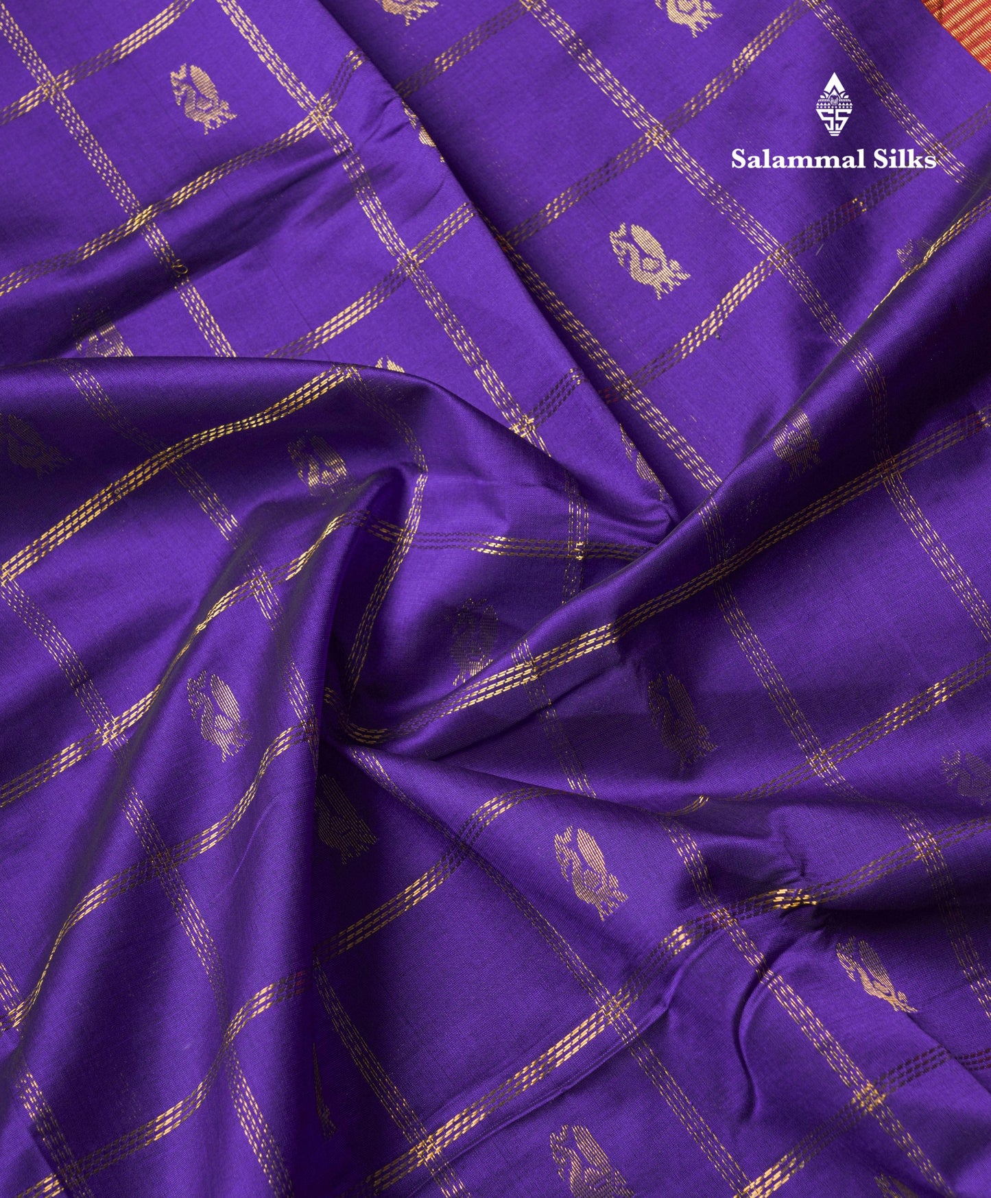 Magenta Pink  Beautiful Kattam Butta Semi Silk Cotton Saree With Violet Traditional Korvai Border