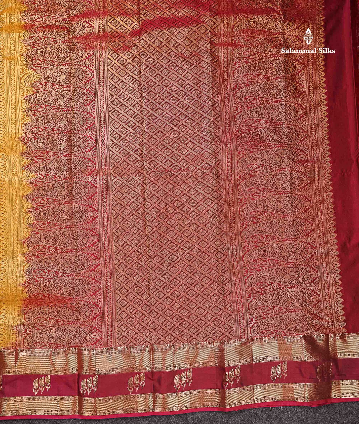 Beautiful Olive Mustard Yellow Zari Line Butta Semi Silk Saree With Contrast Maroon Traditional Evening Morning Gap Border