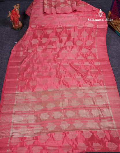 Beautiful Lavender Semi Raw Silk Saree With Fancy Border