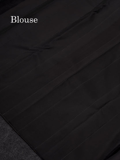 Beautiful Black Gold And Silver Zari 8Kol Fancy Pure Kanjivaram Silk Saree With Blouse