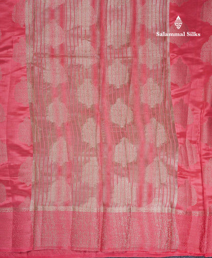 Beautiful Lavender Semi Raw Silk Saree With Fancy Border