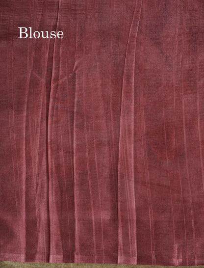Light Pink Floral Printed Design Semi Tussar Saree With Contrast Blouse