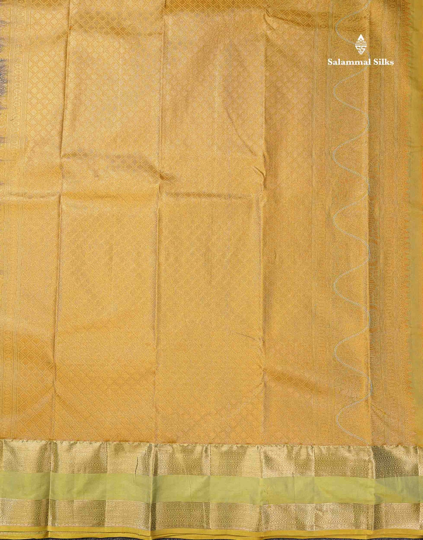Beautiful Dual Tone Blueish Grey Zari Line With Butta Semi Silk Saree With Contrast Manthulir Green Traditional Evening Morning Gap Border