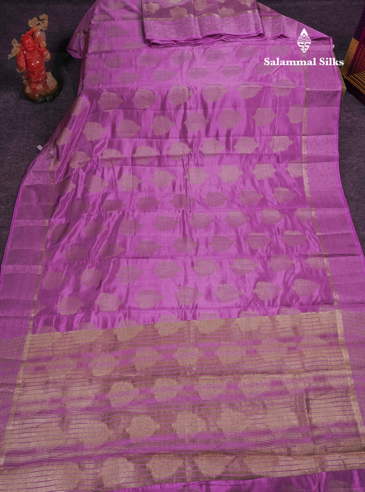 Beautiful Lavender Semi Raw Silk Saree With Fancy Border