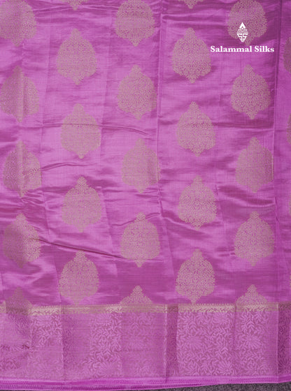 Beautiful Lavender Semi Raw Silk Saree With Fancy Border