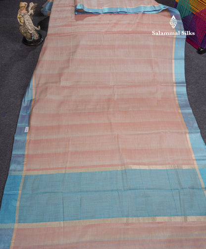 Beautiful Golden Yellow Kota Cotton Plain Tissue Fancy Saree With Sky Blue Border