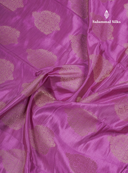 Beautiful Lavender Semi Raw Silk Saree With Fancy Border