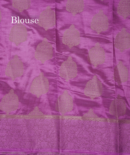 Beautiful Lavender Semi Raw Silk Saree With Fancy Border