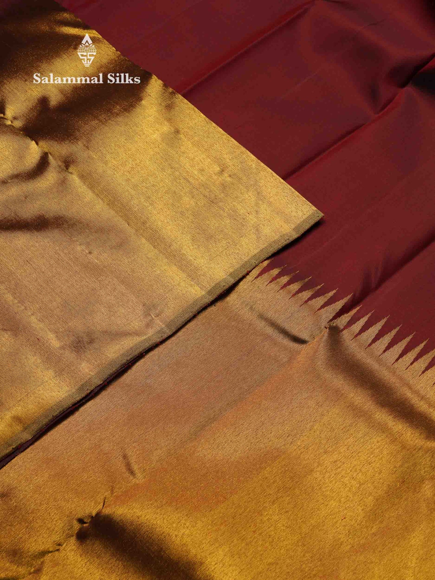 Beautiful Dark Maroon 8Kol Pure Kanjivaram Silk Saree With Traditional Raising Temple Border