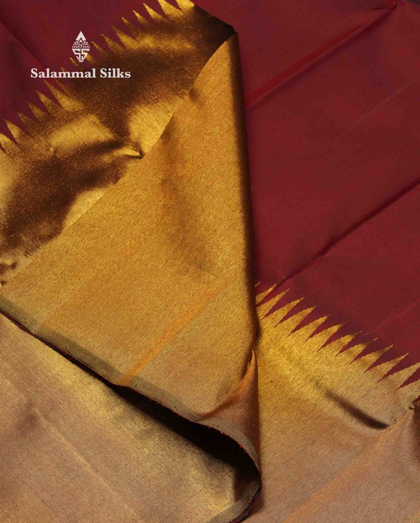 Beautiful Dark Maroon 8Kol Pure Kanjivaram Silk Saree With Traditional Raising Temple Border