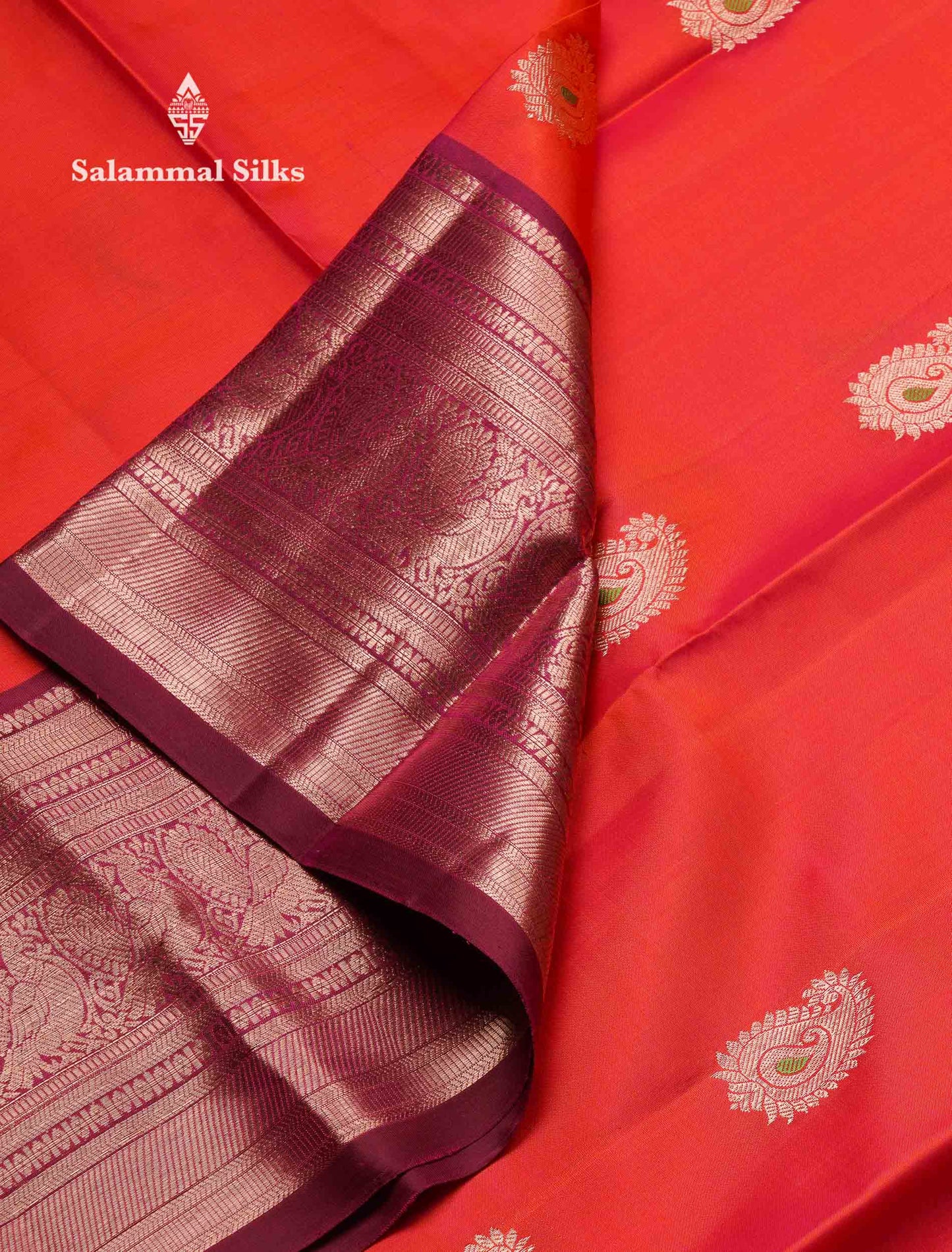 Beautiful Redish Pink Pure Kanjivaram Silk Saree With Contrast Magenta Traditional Evening Morning Border