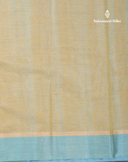 Beautiful Golden Yellow Kota Cotton Plain Tissue Fancy Saree With Sky Blue Border