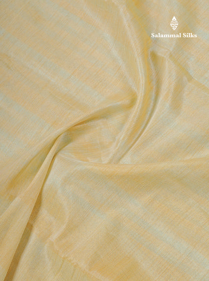 Beautiful Golden Yellow Kota Cotton Plain Tissue Fancy Saree With Sky Blue Border