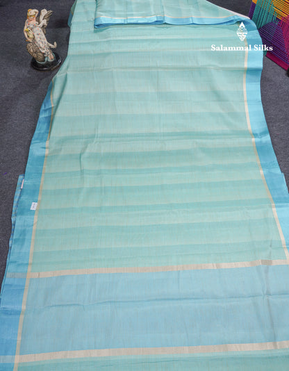 Beautiful Golden Yellow Kota Cotton Plain Tissue Fancy Saree With Sky Blue Border