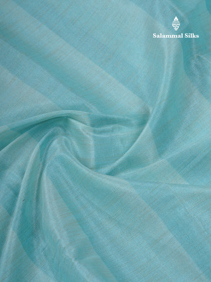 Beautiful Golden Yellow Kota Cotton Plain Tissue Fancy Saree With Sky Blue Border