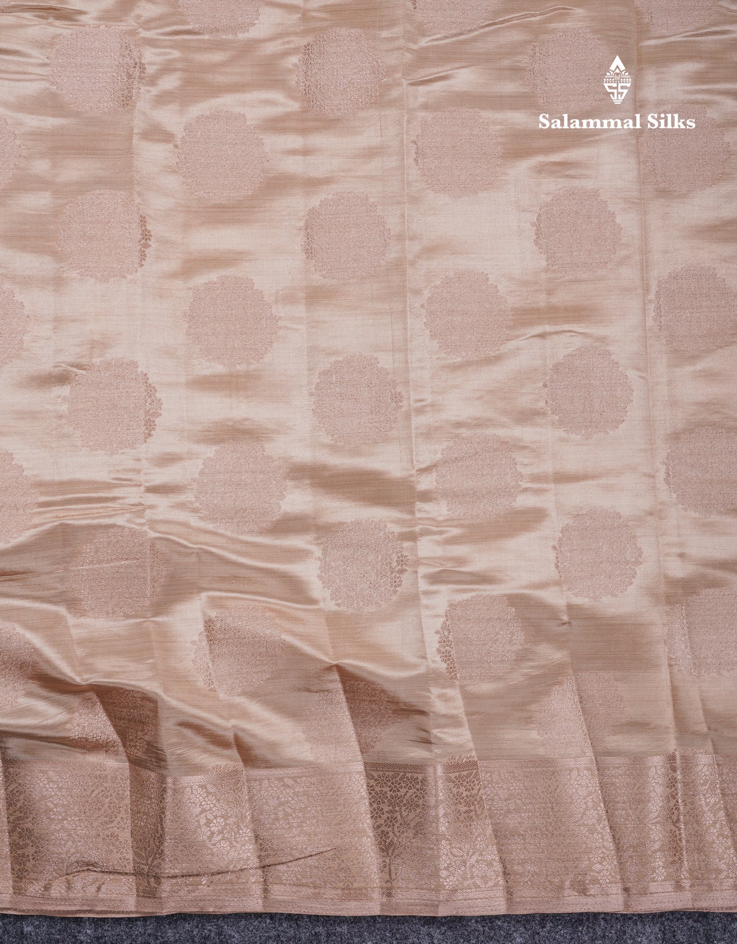 Beautiful Beige Semi Raw Silk Saree With Fancy Border