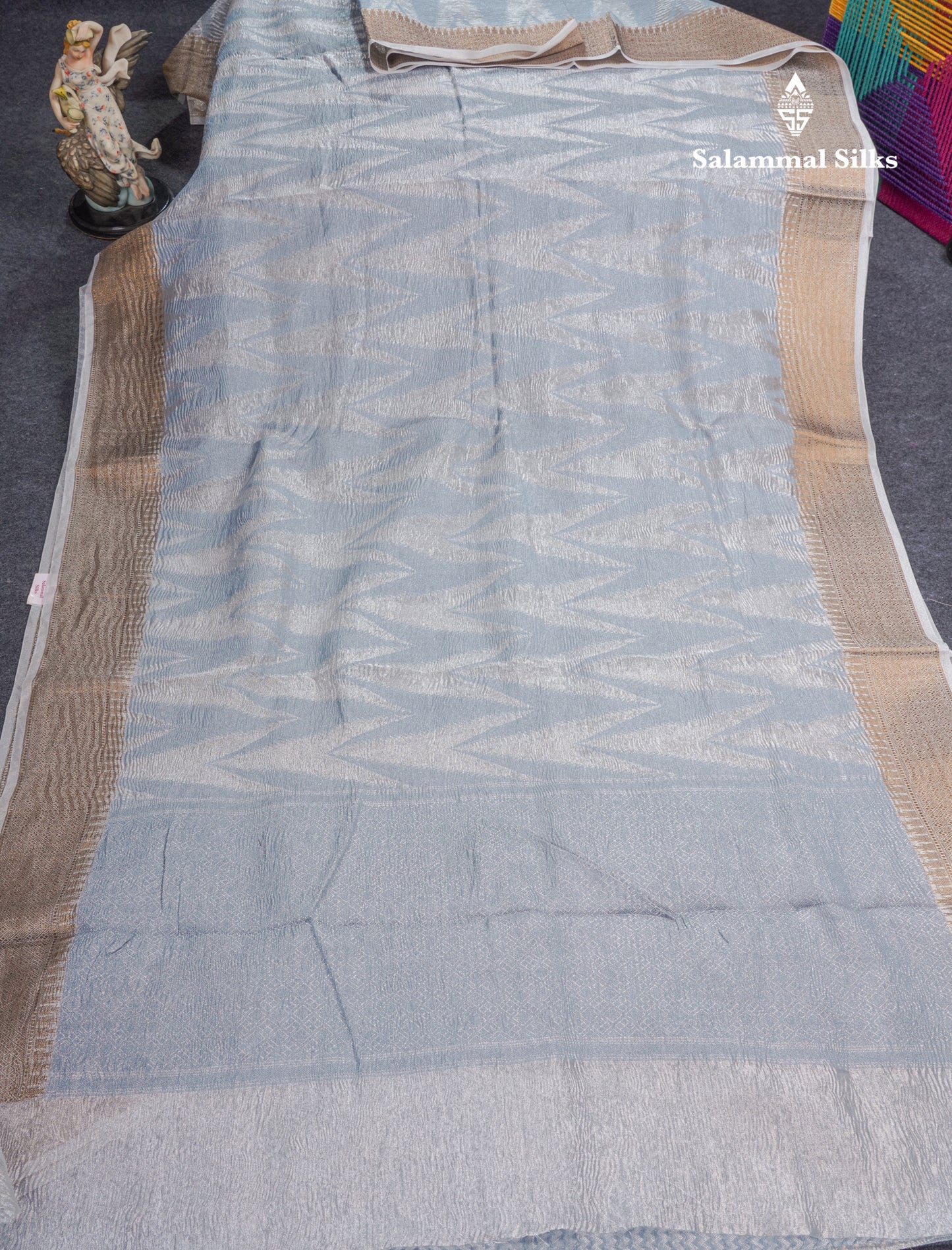 Sandal Premium Crush Fancy Saree with Traditional Border