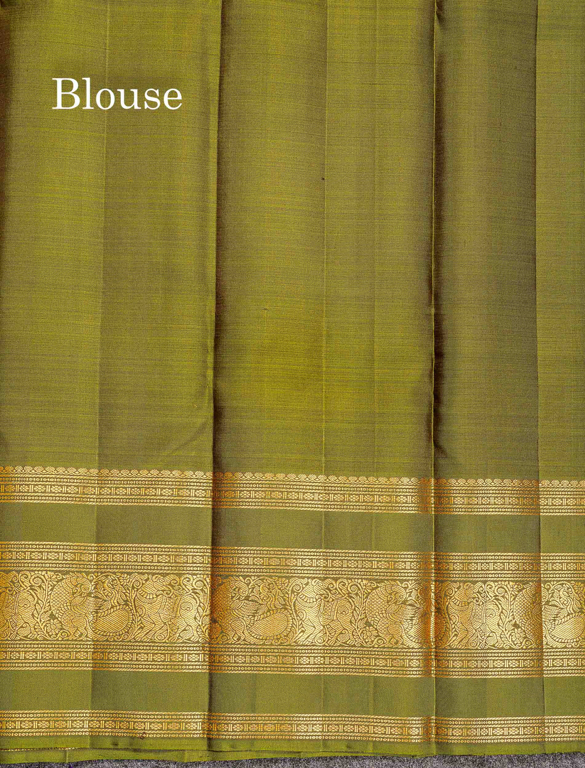 Pure Kanjivaram Silk Saree - Dark Brown Colour Body Vaira Oosi Lines With Butts Contrast Olive Green Border