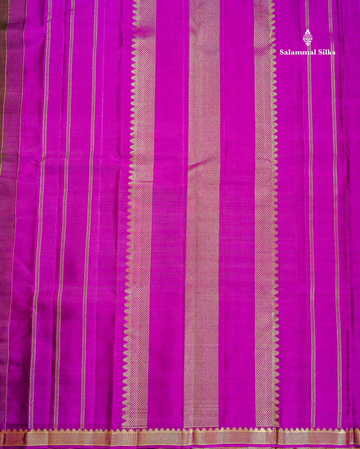 Pure Kanjivaram Silk Saree - Rust Brown Colour Body Small Butta With Contrast Wine Purple Small Border