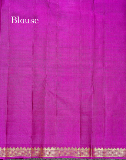 Pure Kanjivaram Silk Saree - Rust Brown Colour Body Small Butta With Contrast Wine Purple Small Border