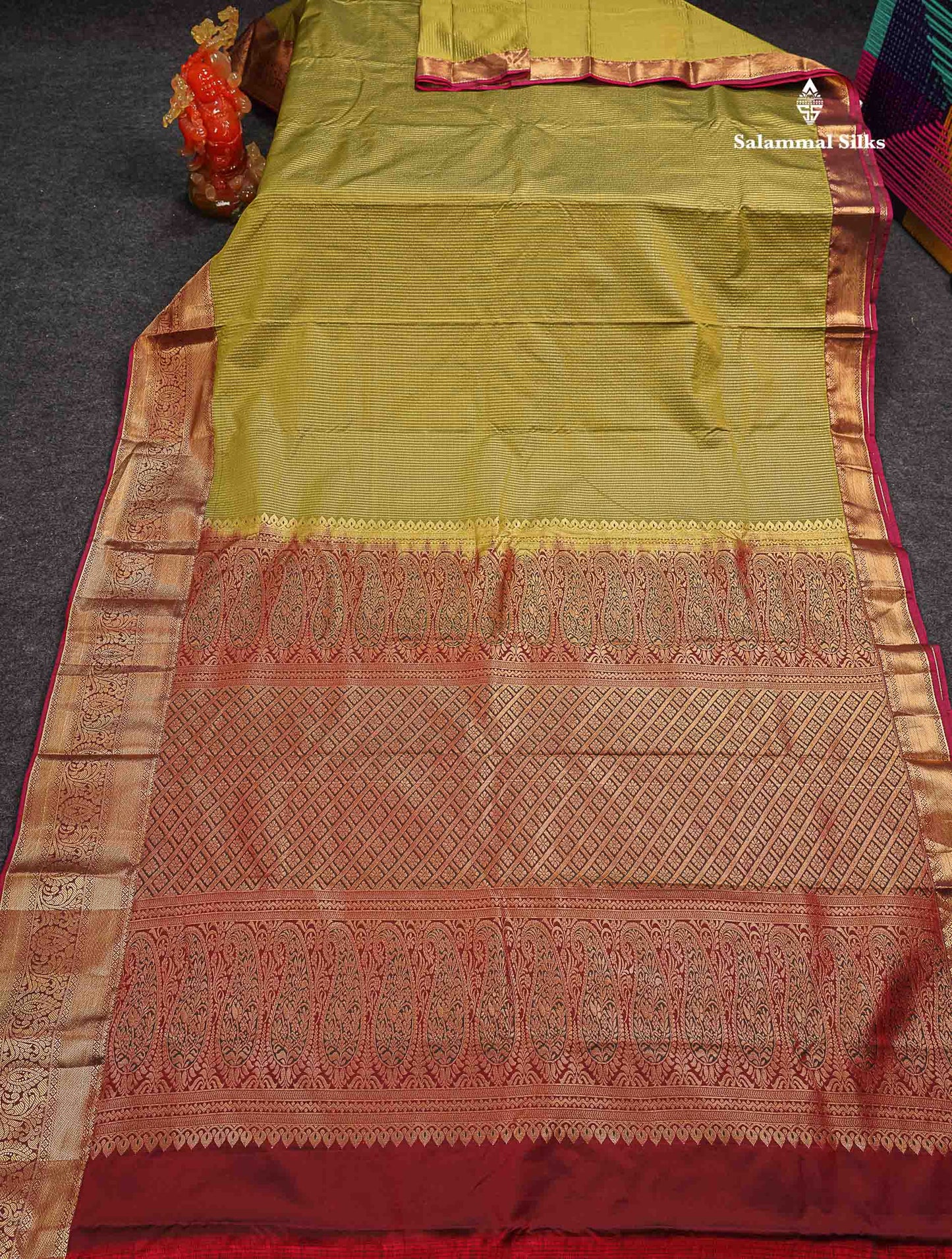 Beautiful Snuff Brown Zari Lines Semi Silk Saree With Contrast Maroon Evening Morning Border