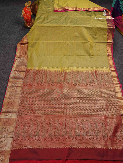 Beautiful Snuff Brown Zari Lines Semi Silk Saree With Contrast Maroon Evening Morning Border