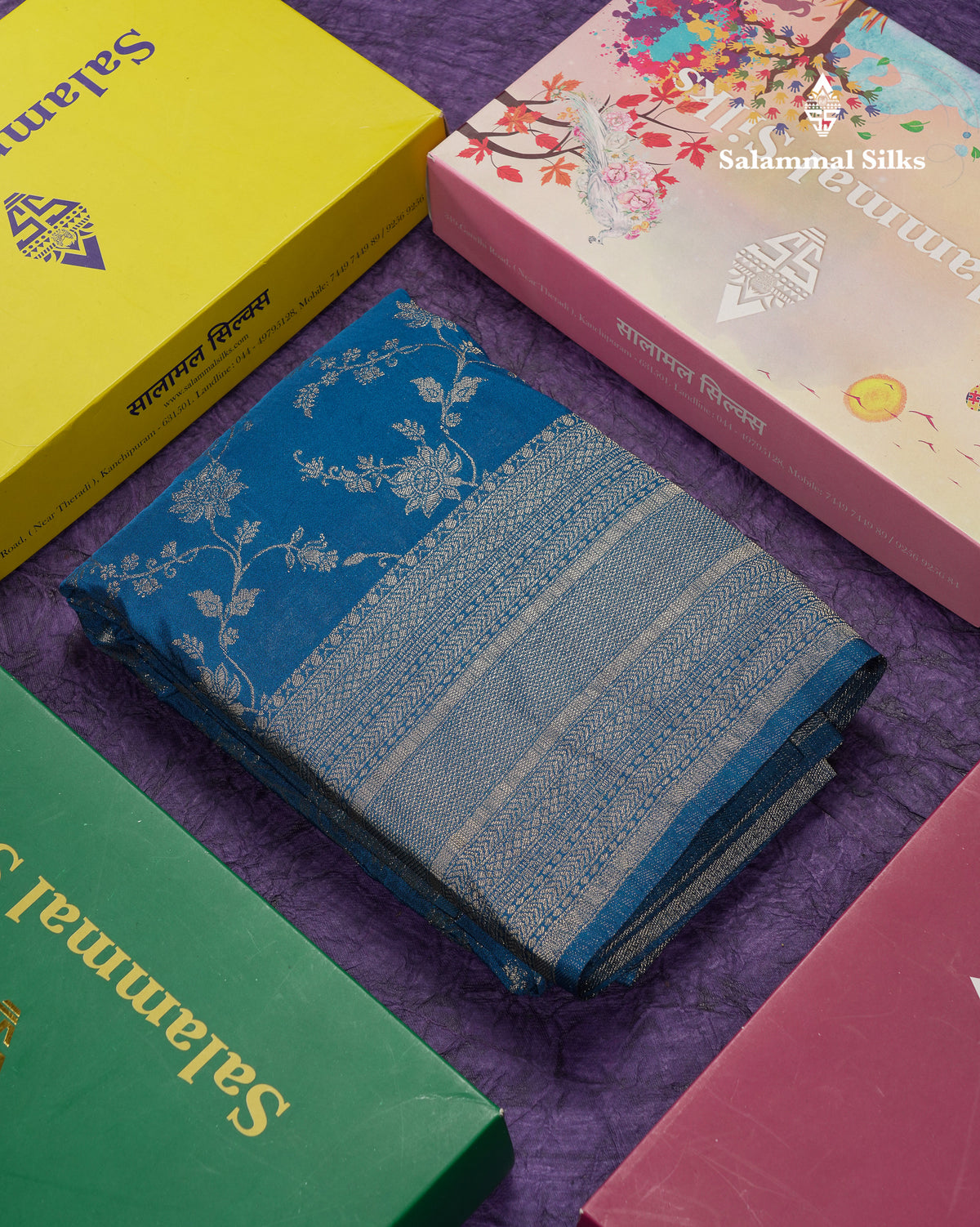 Beautiful Ramar Blue Semi Georgette Saree With Fancy Border
