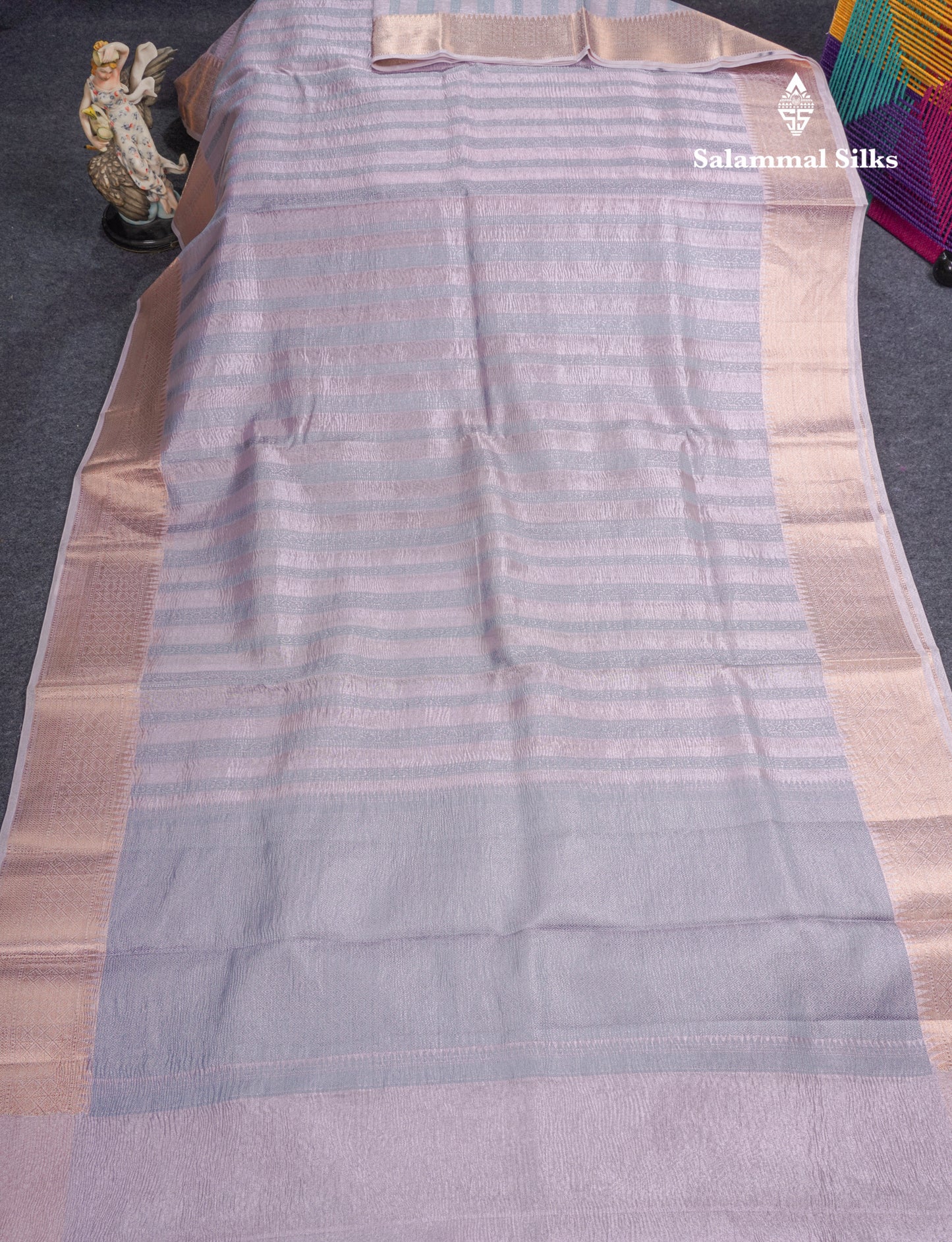 Light Pink Premium Crush Fancy Saree with Traditional Border