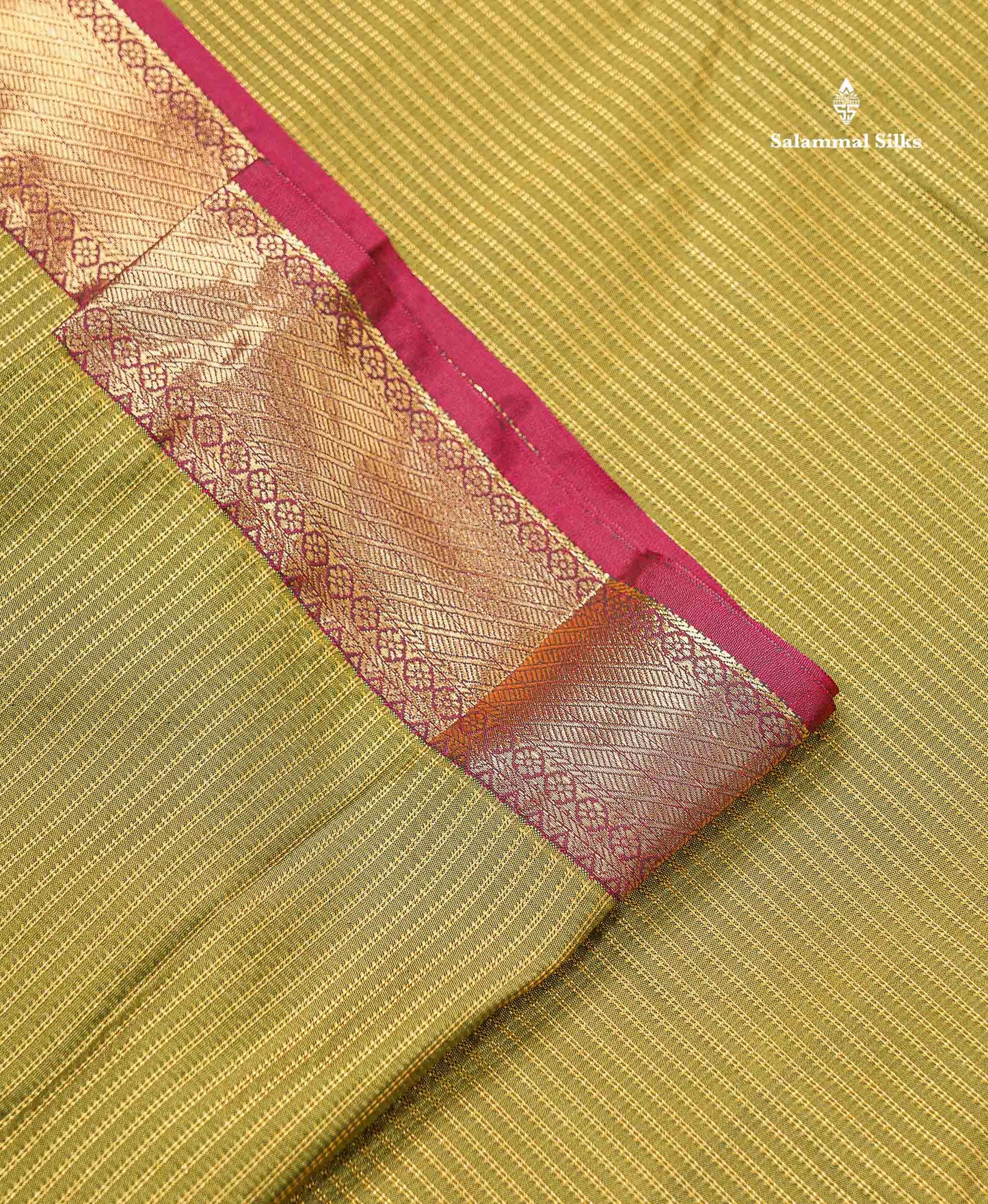 Beautiful Snuff Brown Zari Lines Semi Silk Saree With Contrast Maroon Evening Morning Border