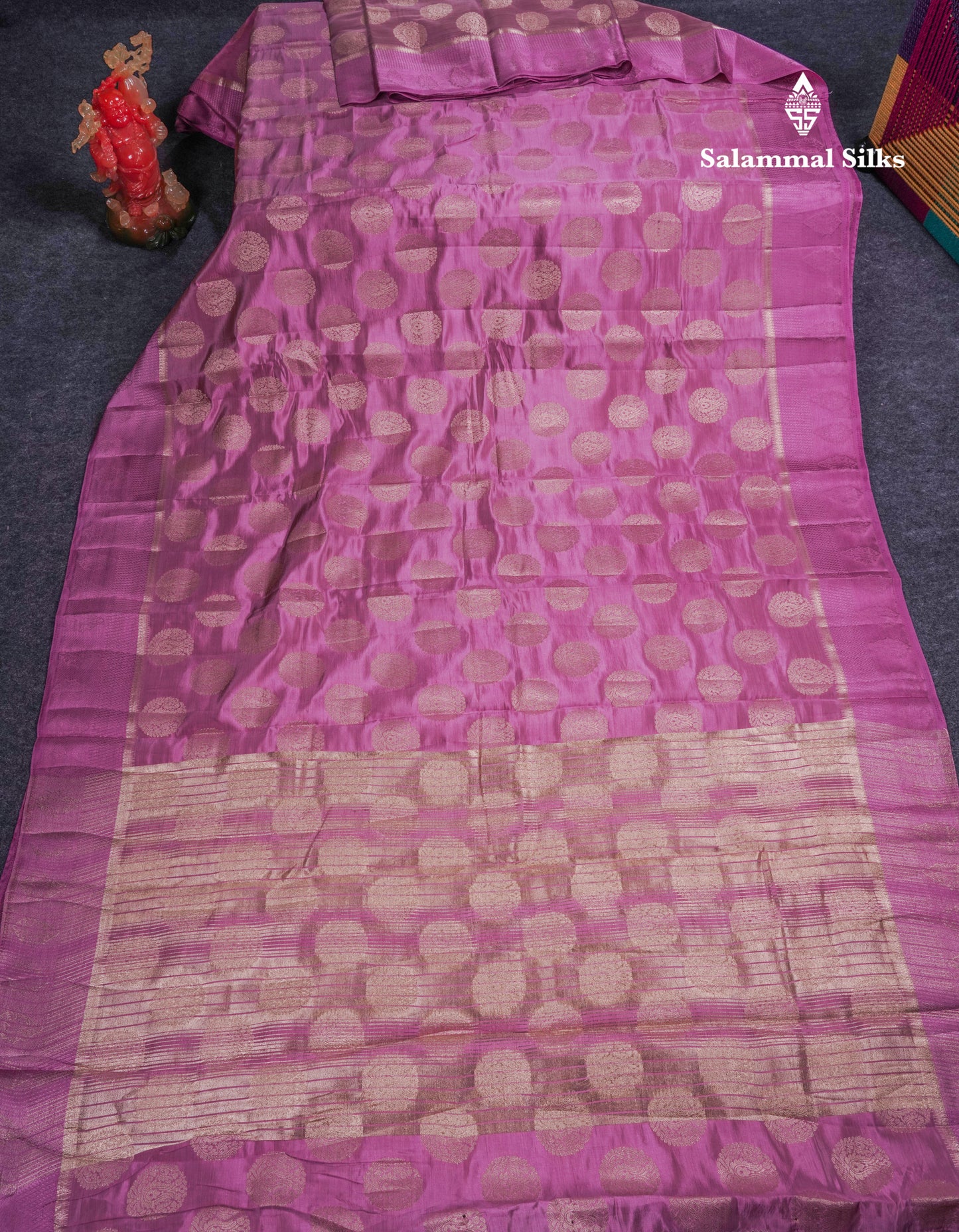 Beautiful Pink Shade Semi Raw Silk Saree With Fancy Border