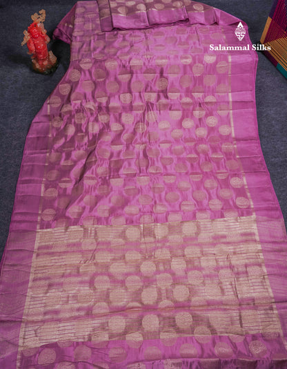 Beautiful Pink Shade Semi Raw Silk Saree With Fancy Border