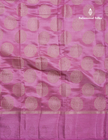 Beautiful Pink Shade Semi Raw Silk Saree With Fancy Border