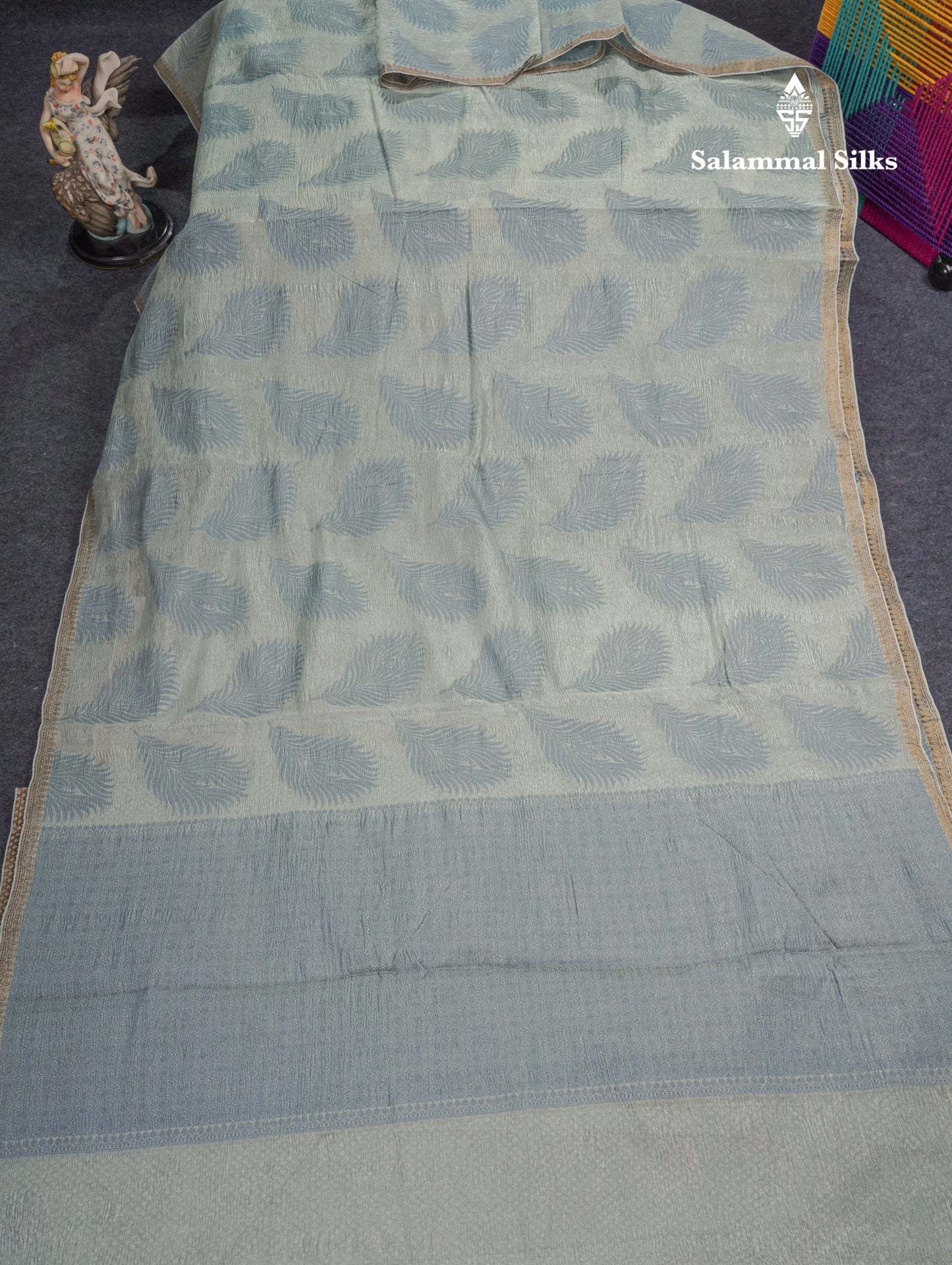 Pastel Blue Premium Crush Fancy Saree with Designer Blouse