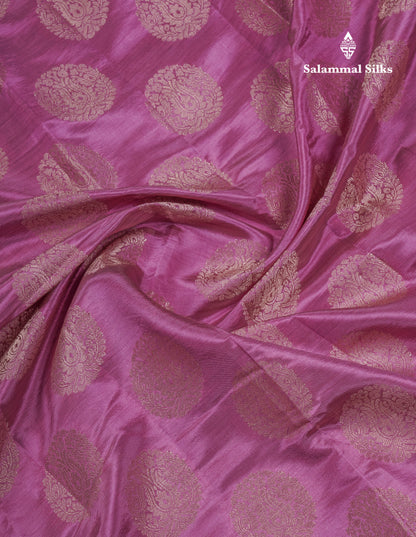 Beautiful Pink Shade Semi Raw Silk Saree With Fancy Border