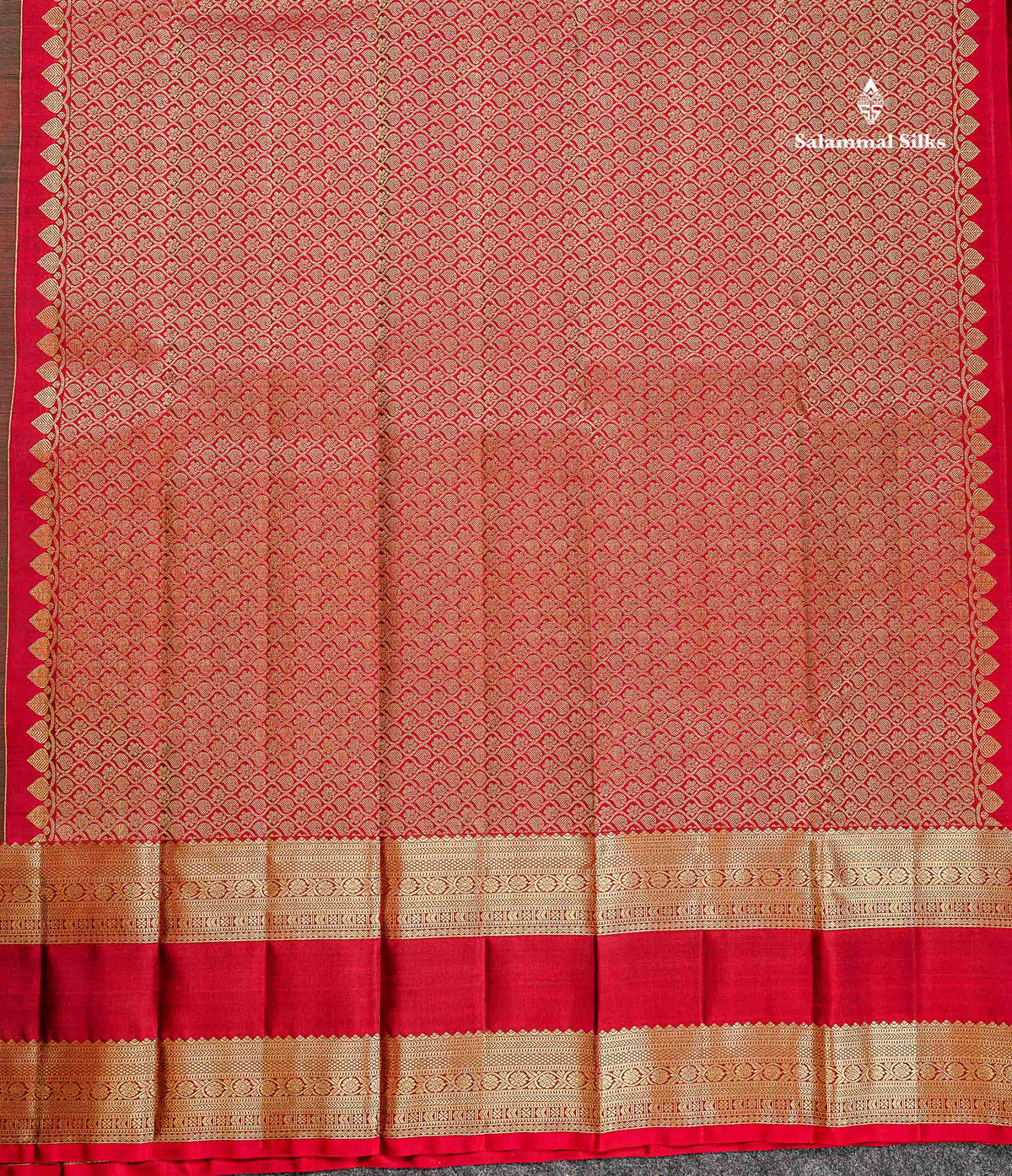 Pure Kanjivaram Silk Saree - Bottle Green Colour Body Checks With Butta & Contrast Maroon Gap Long Border
